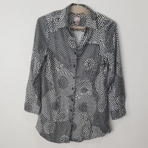 Chico's Circle Novelty Print Button Down Shirt, Chico's Size 0-US Size Small/4